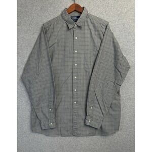Polo Ralph Lauren XL Lowell Sport Shirt Gray Plaid 100% Cotton Button Up